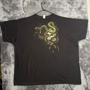 Miami Ink Graphic T-Shirt Mens 6XL Black Snake Skull Tattoo Art Tee